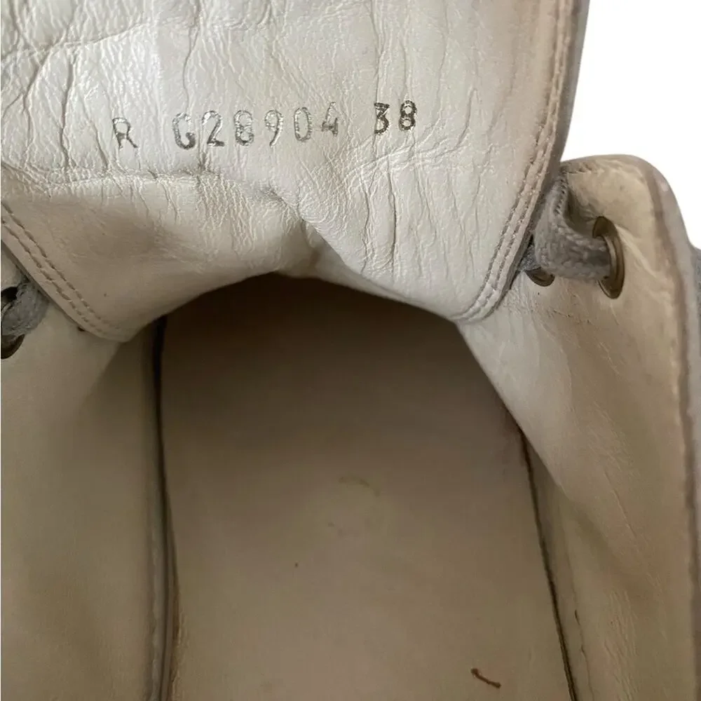 Chanel Calfskin Lace Up Cap Toe Sneakers size 38 US 8 Gray Grey Black - Picture 3 of 12